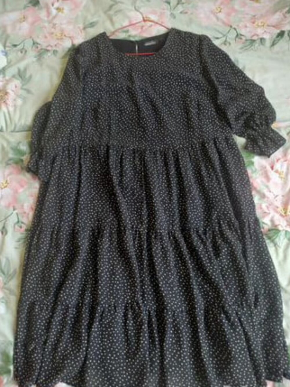 Black Polka Dot Tiered Midi Dress